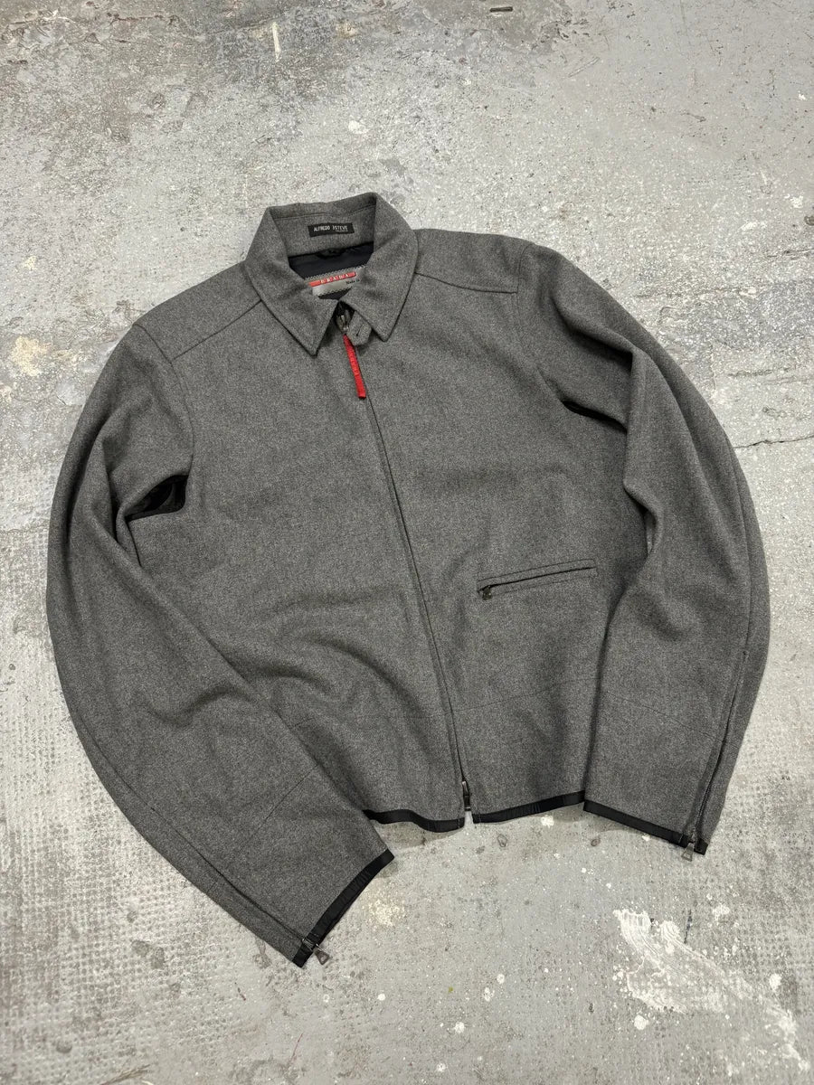 2000s Prada Wool Minimaliste Grey Jacket rCFJXyA 7