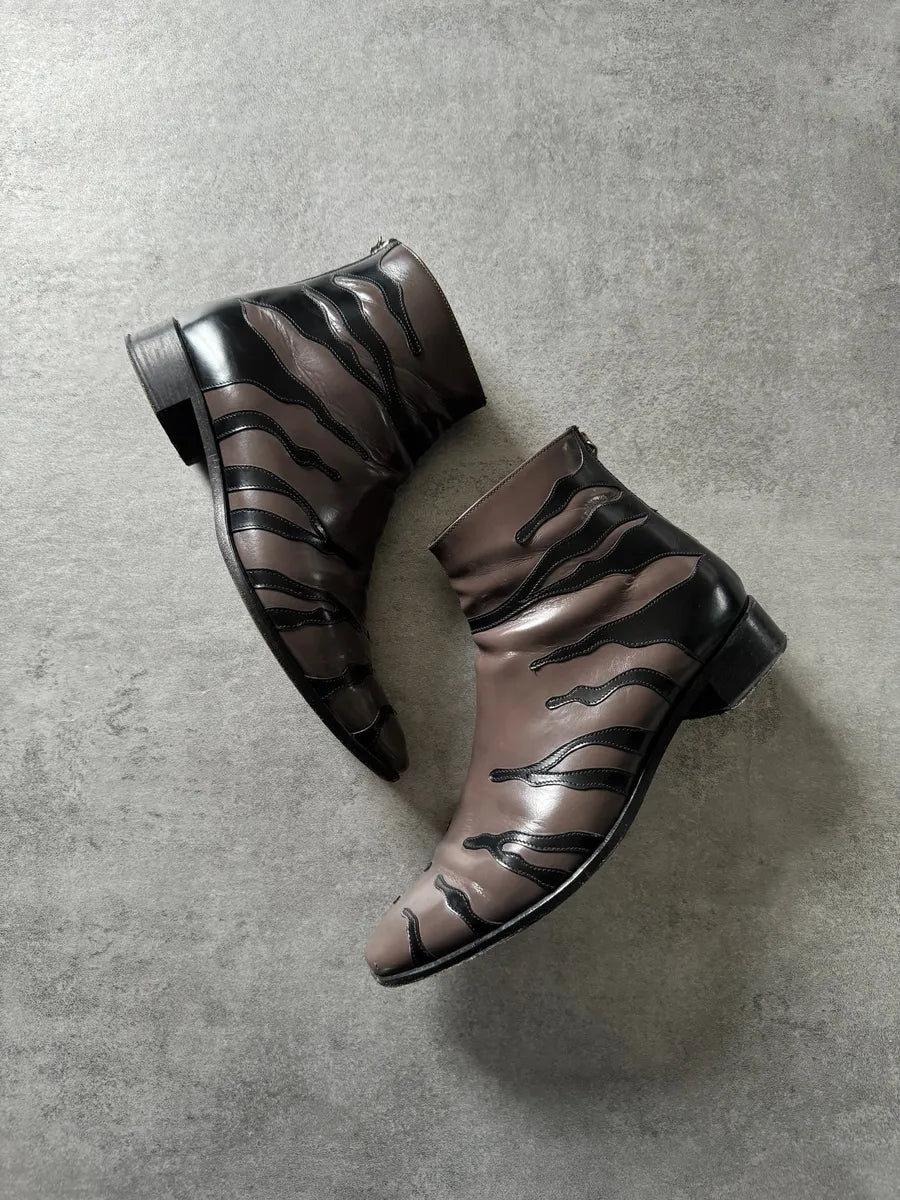 2000s Prada Zebra Brown Leather Boots WllVDOX 1