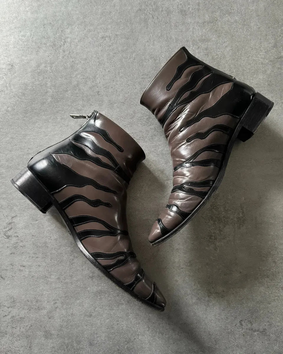 2000s Prada Zebra Brown Leather Boots WllVDOX 2