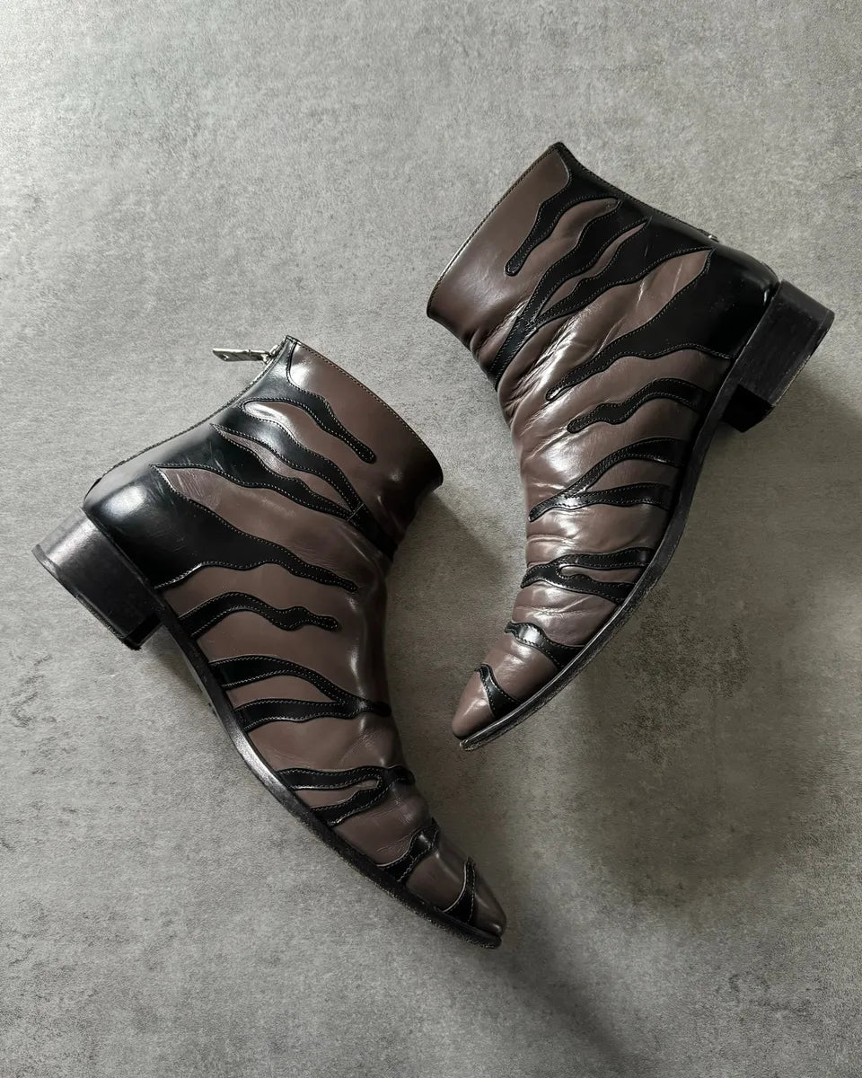 2000s Prada Zebra Brown Leather Boots WllVDOX 2