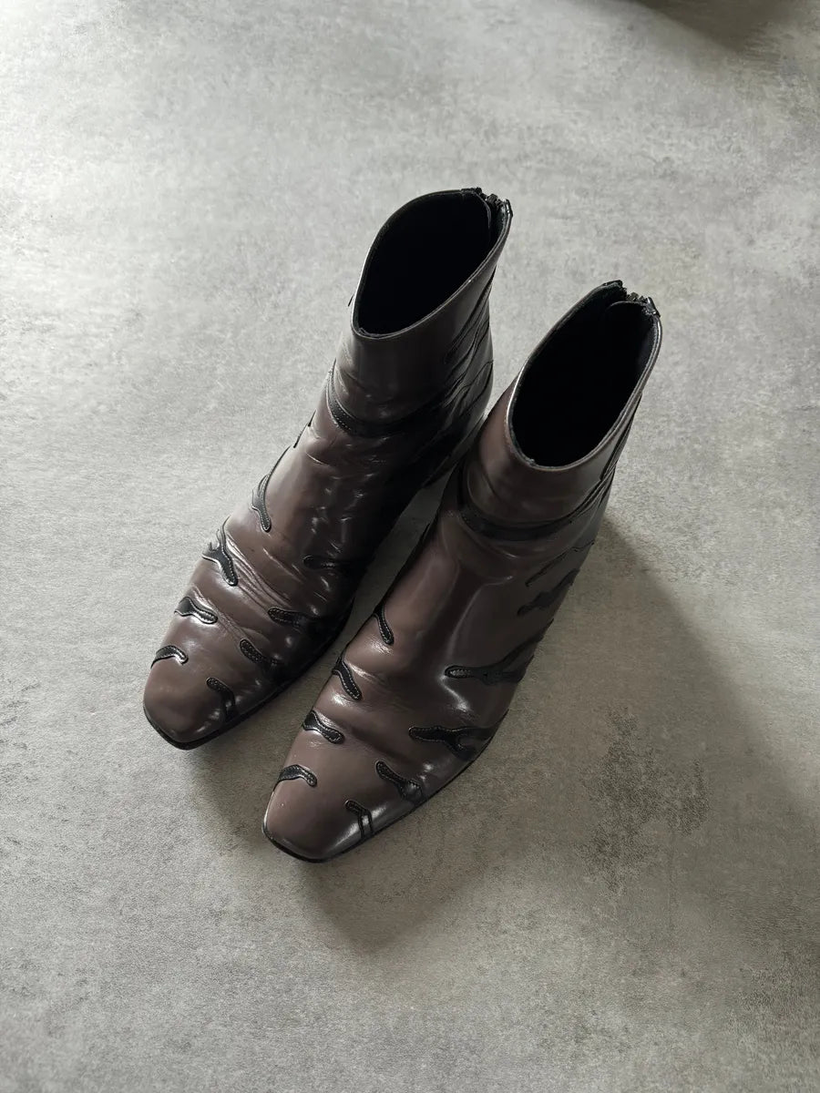 2000s Prada Zebra Brown Leather Boots WllVDOX 3