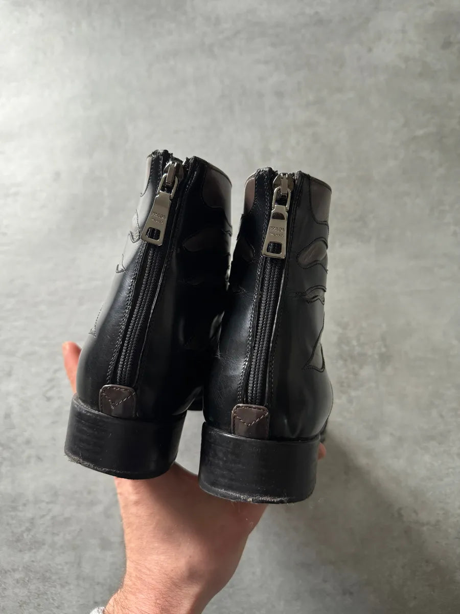2000s Prada Zebra Brown Leather Boots WllVDOX 4