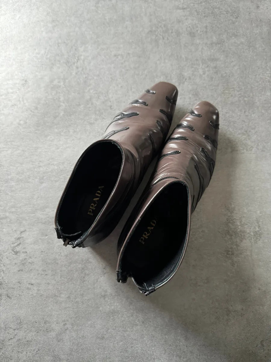 2000s Prada Zebra Brown Leather Boots WllVDOX 6