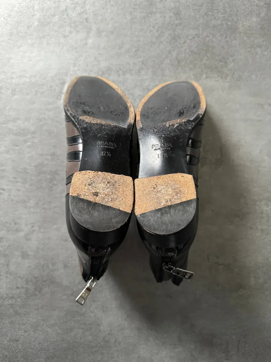 2000s Prada Zebra Brown Leather Boots WllVDOX 7