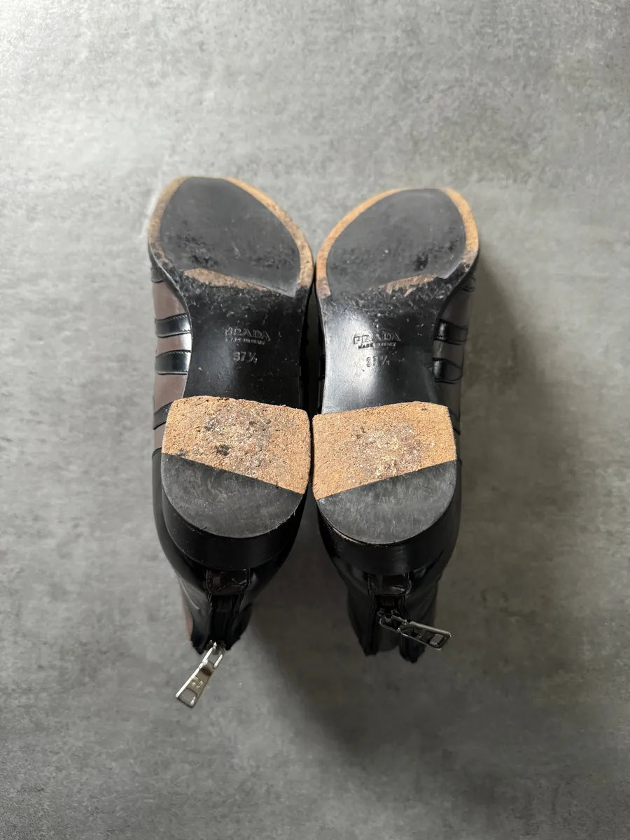 2000s Prada Zebra Brown Leather Boots WllVDOX 7