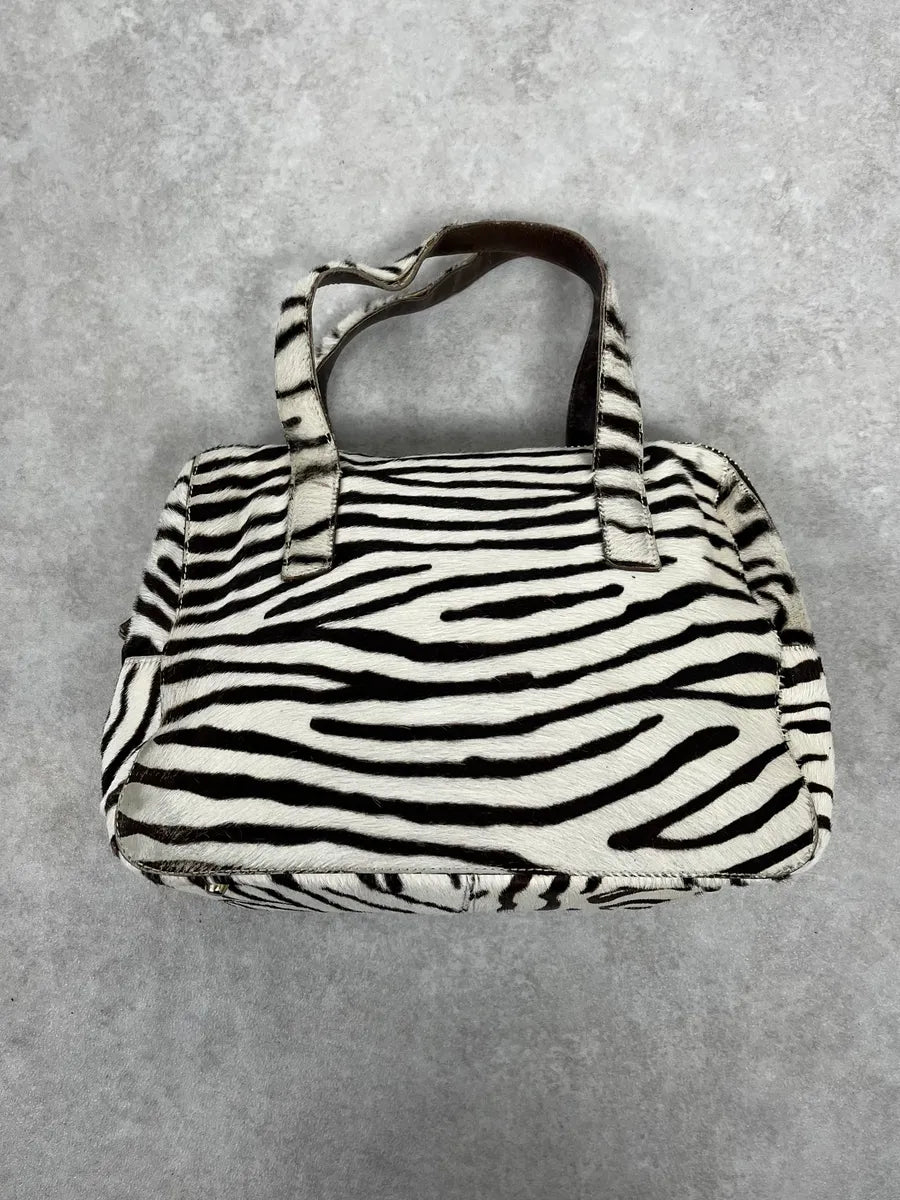 2000s Prada Zebra Pony Hair Leather Handle Bag MsufRcS 0