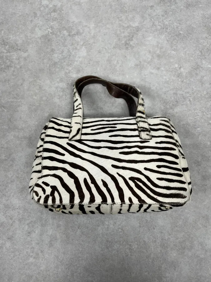 2000s Prada Zebra Pony Hair Leather Handle Bag MsufRcS 2