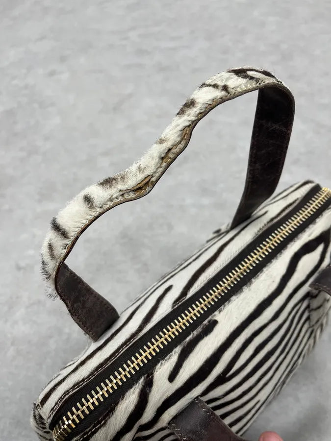 2000s Prada Zebra Pony Hair Leather Handle Bag MsufRcS 5