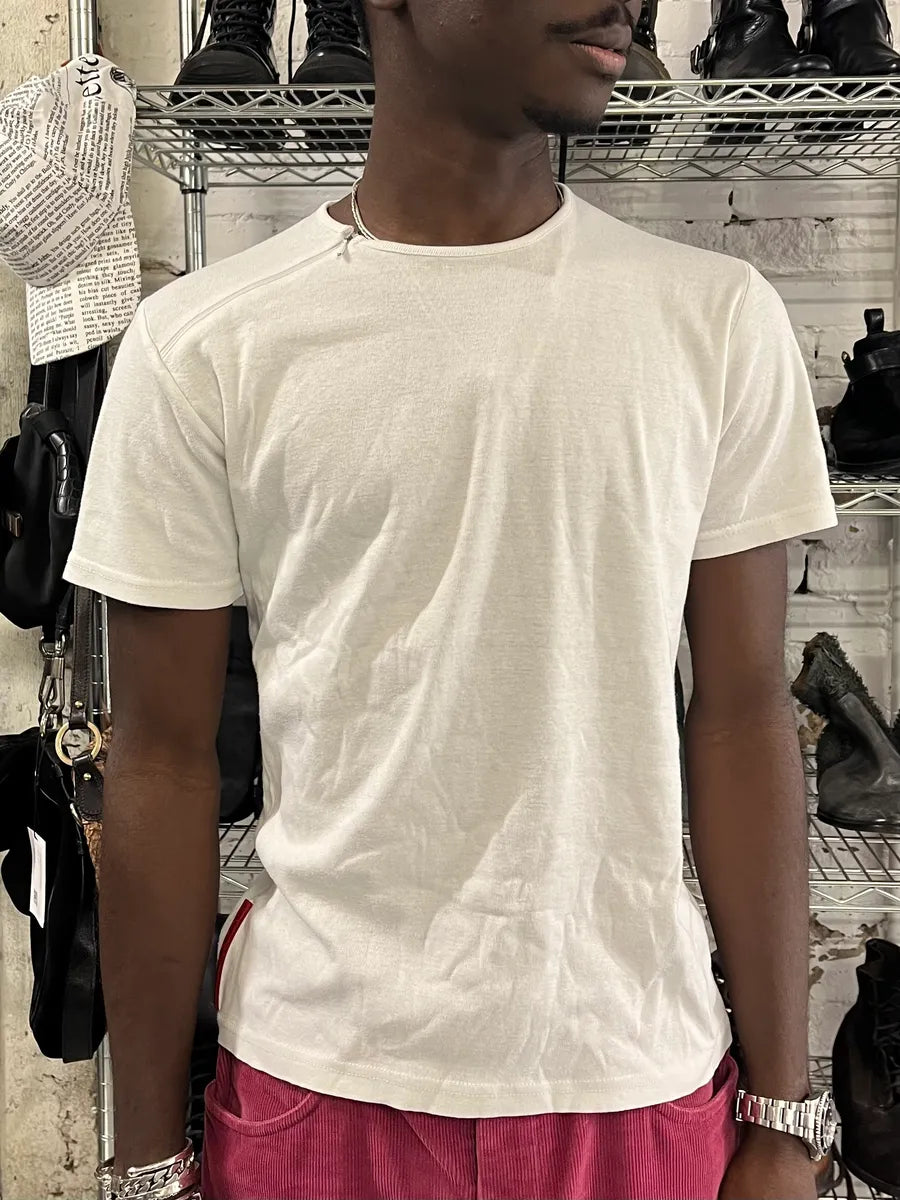 2000s Prada Zip Linea Rossa White T-Shirt OEYdlZp 0