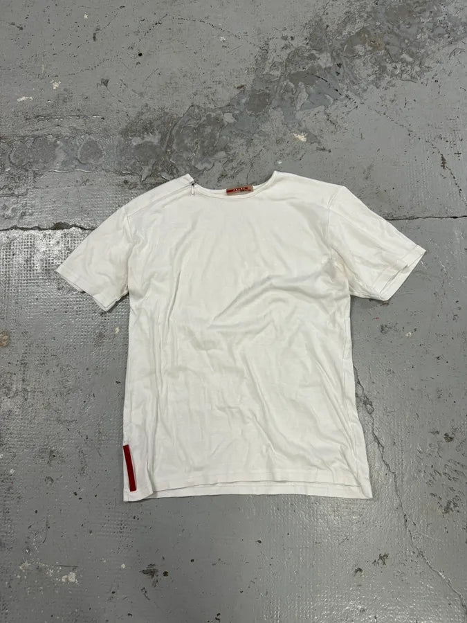 2000s Prada Zip Linea Rossa White T-Shirt OEYdlZp 1