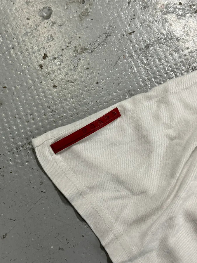 2000s Prada Zip Linea Rossa White T-Shirt OEYdlZp 3