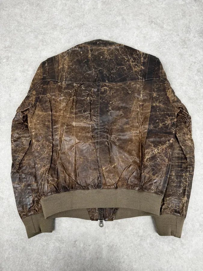 2000s Premiata Avant-Garde Raw Brown Leather Jacket HEeHkua 3