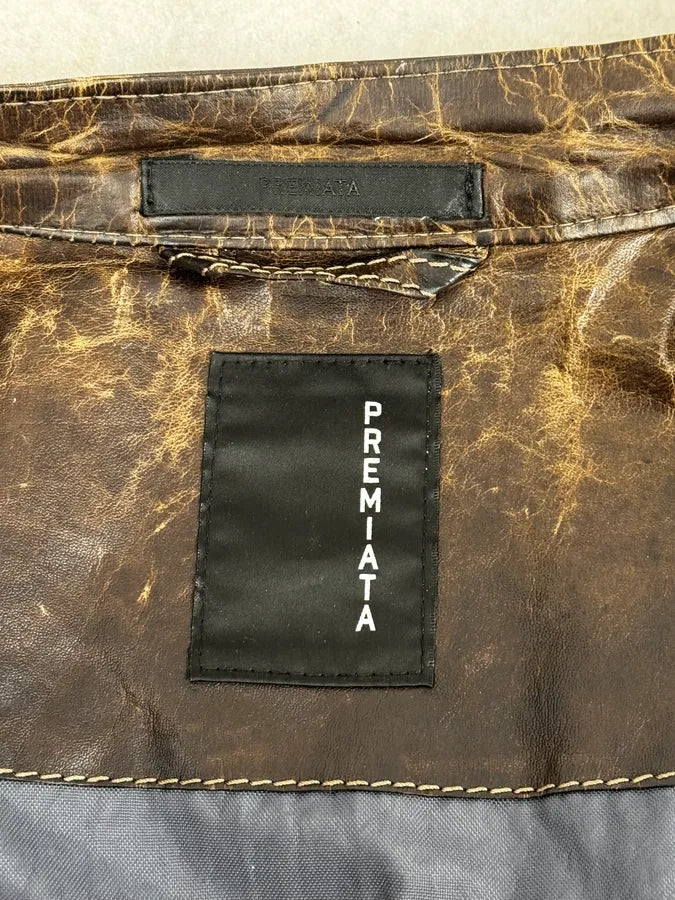2000s Premiata Avant-Garde Raw Brown Leather Jacket HEeHkua 9