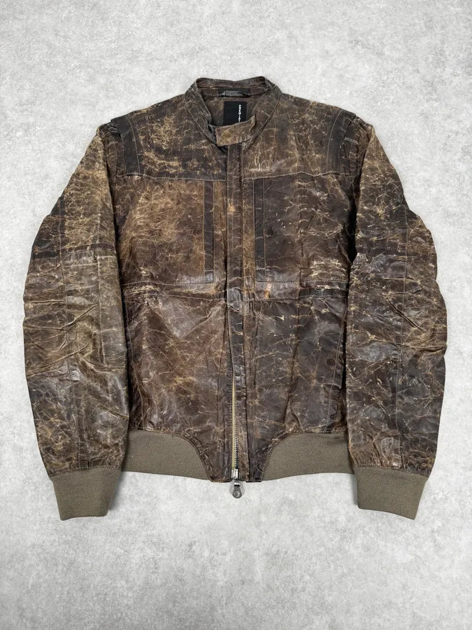 2000s Premiata Avant-Garde Raw Brown Leather Jacket HEeHkua 0