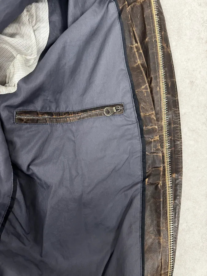 2000s Premiata Avant-Garde Raw Brown Leather Jacket HEeHkua 8