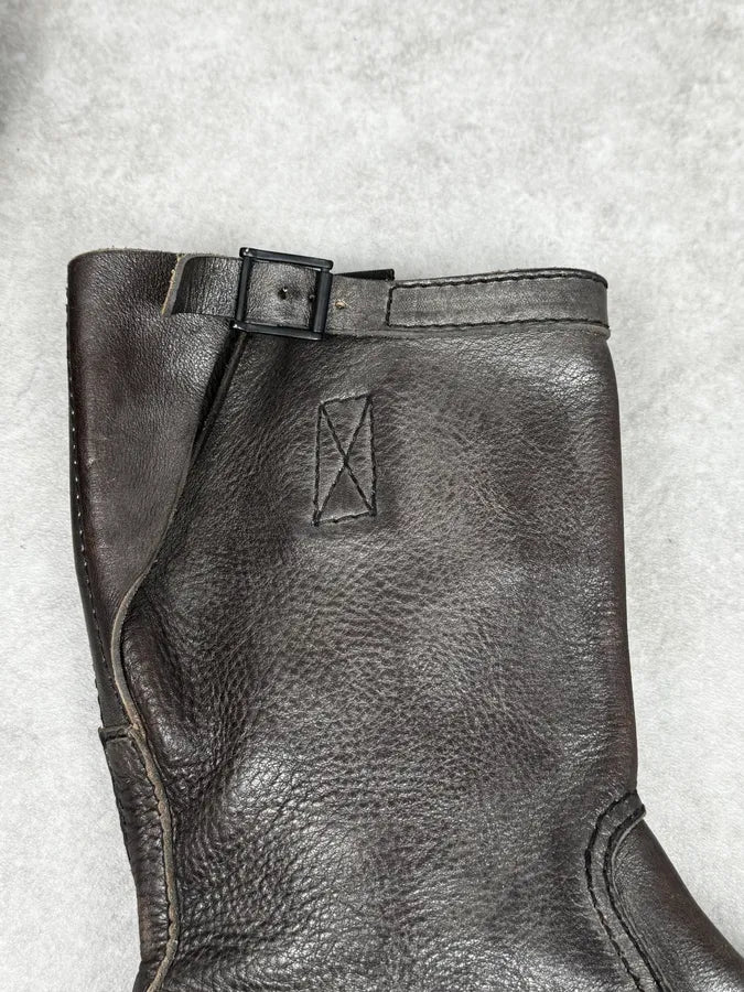 2000s Premiata Dark Brown Eroded Leather Boots iYXhZNX 6