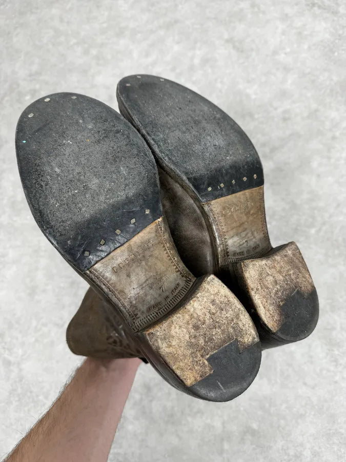 2000s Premiata Raw Brown Leather Backzip Boots JGtMcqy 6