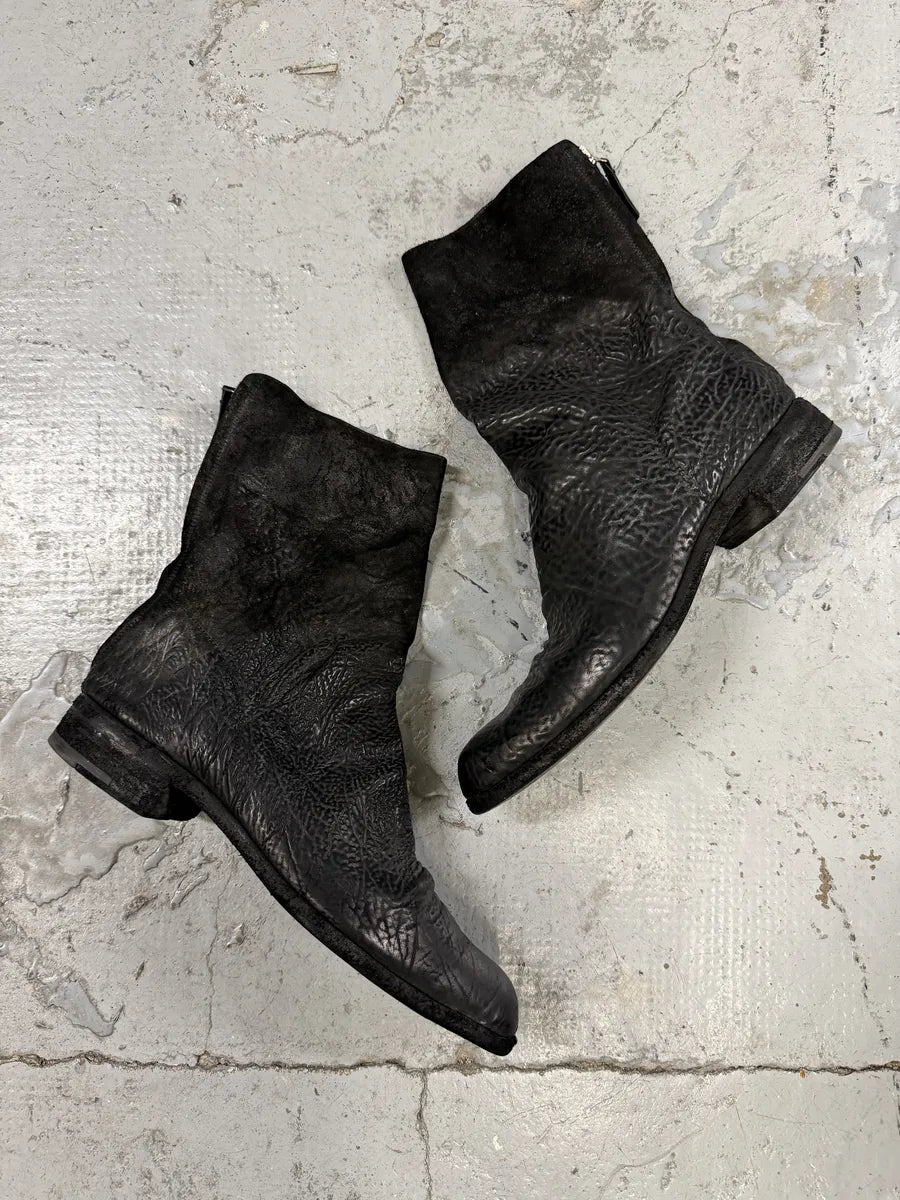 2000s Premiata Raw Leather Avant-Garde Black Boots DVqMBxH 1