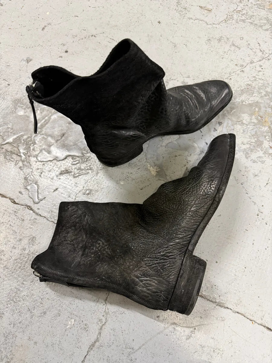 2000s Premiata Raw Leather Avant-Garde Black Boots DVqMBxH 2