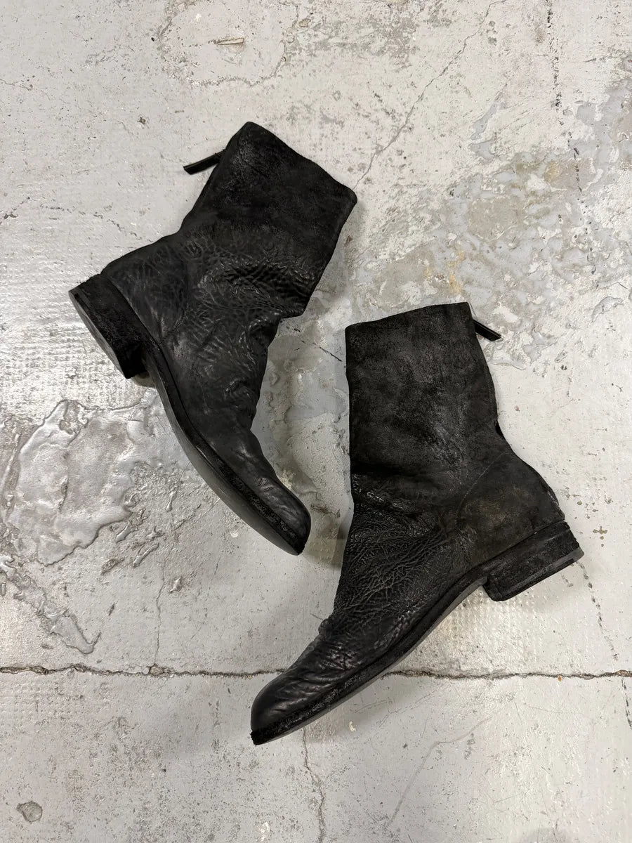 2000s Premiata Raw Leather Avant-Garde Black Boots DVqMBxH 3