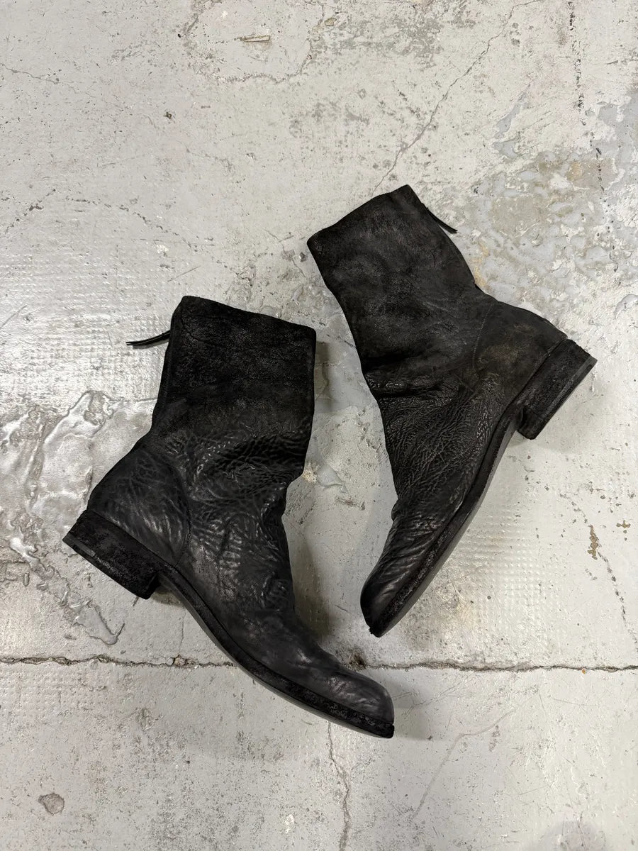 2000s Premiata Raw Leather Avant-Garde Black Boots DVqMBxH 4