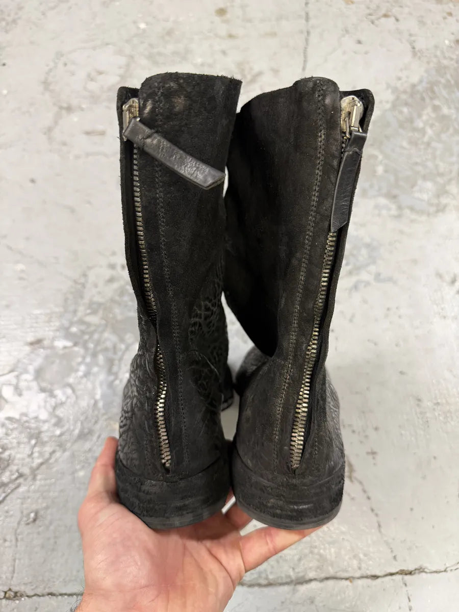 2000s Premiata Raw Leather Avant-Garde Black Boots DVqMBxH 5