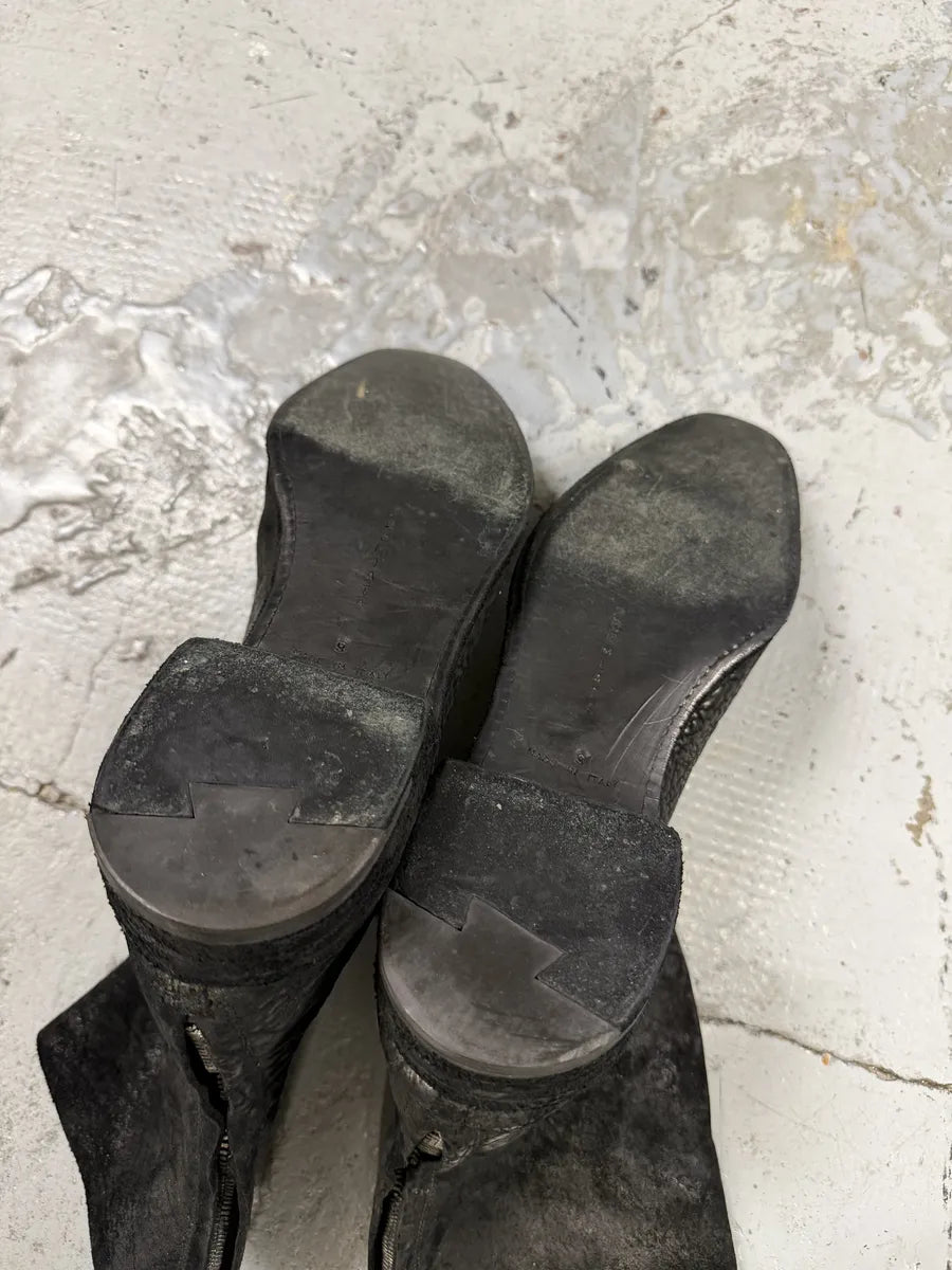 2000s Premiata Raw Leather Avant-Garde Black Boots DVqMBxH 6