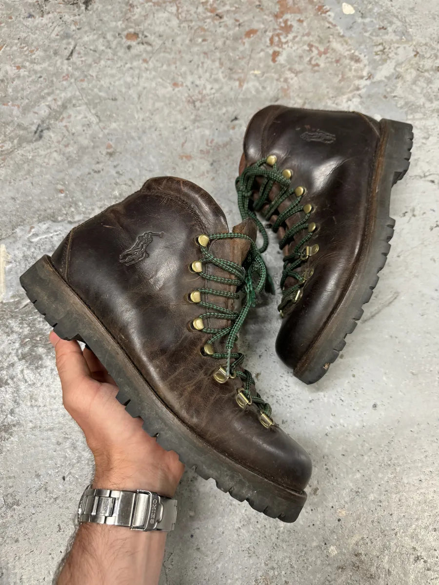 2000s Ralph Lauren Acworth Calf Leather Brown Boots drguzEr 0