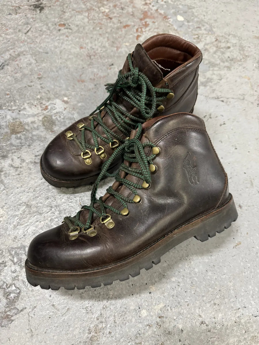 2000s Ralph Lauren Acworth Calf Leather Brown Boots drguzEr 1