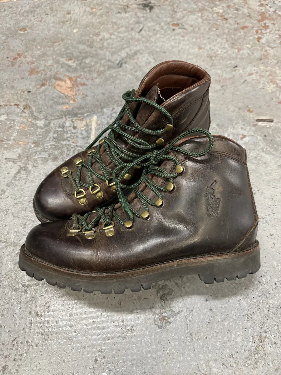 2000s Ralph Lauren Acworth Calf Leather Brown Boots drguzEr 4