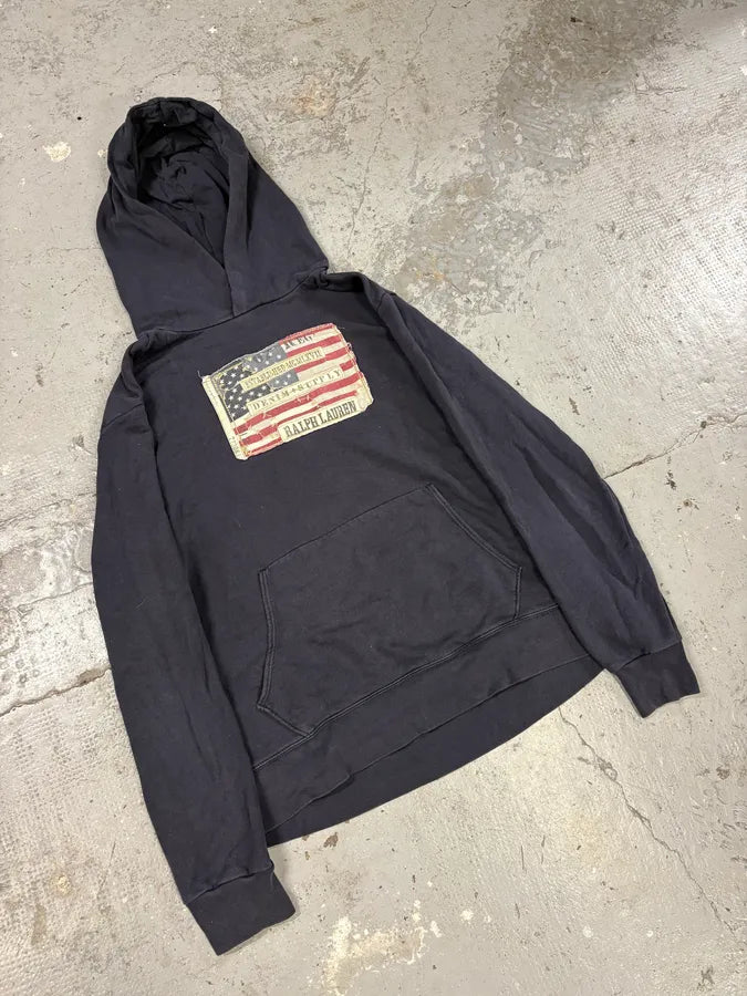 2000s Ralph Lauren American Flag Archive Black Hoodie (L/XL) xhUzBGx 3