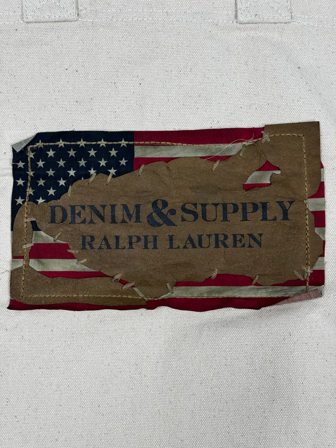 2010s Ralph Lauren Beige Distressed American Flag Tote Bag vuqbLjs 6