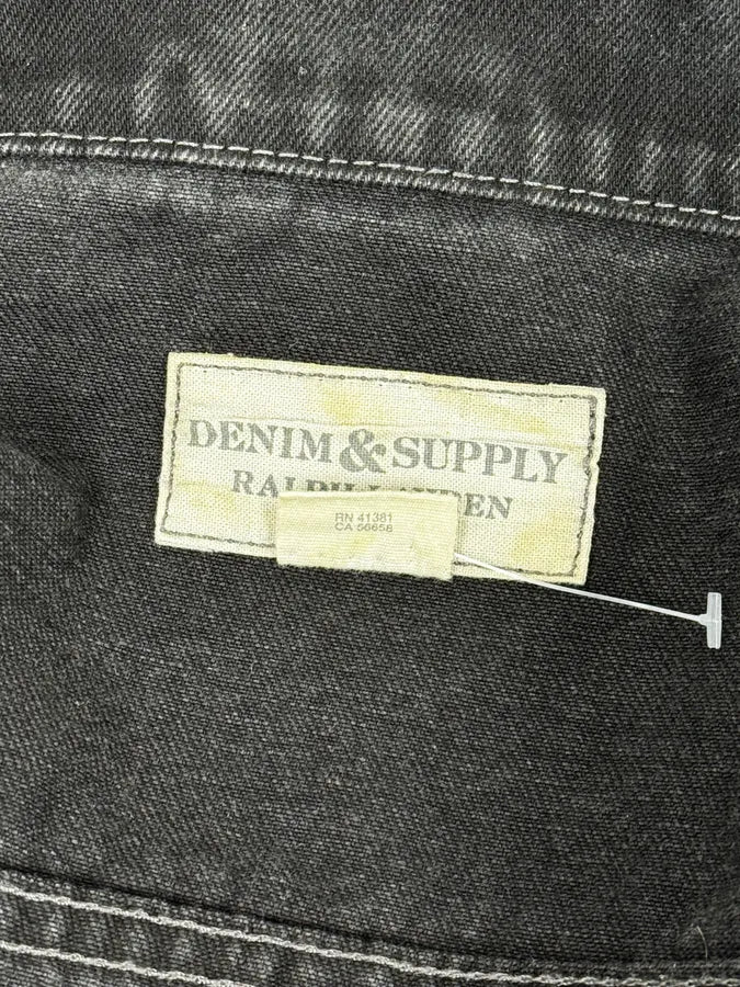 2010s Ralph Lauren Black Distressed USA Flag Denim Jacket JKrNhAy 11