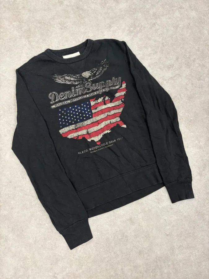 2010s Ralph Lauren Black Eagle USA Flag Sweater SnoNdwI 3