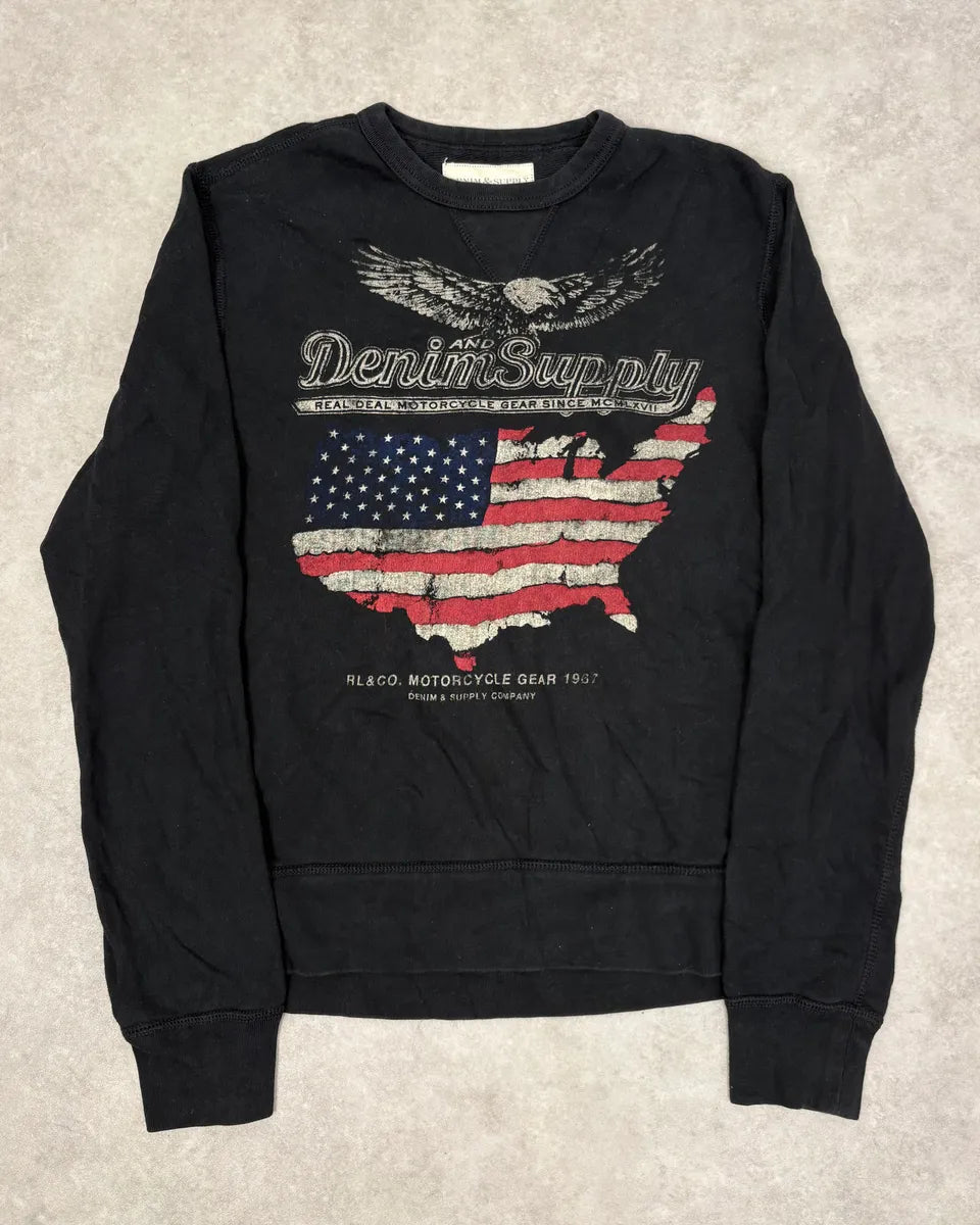2010s Ralph Lauren Black Eagle USA Flag Sweater SnoNdwI 0