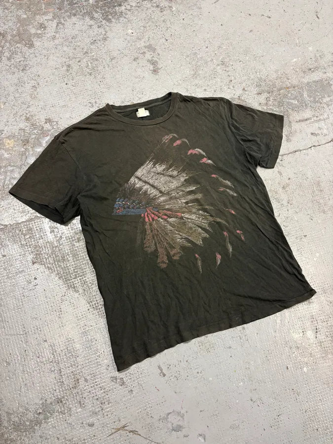 2010s Ralph Lauren Black Faded Native American Headdress T-Shirt OdKgzyT 3