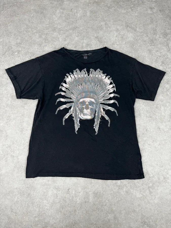 2000s Ralph Lauren Black Iroquois Skull Graphic T-Shirt cakcqBB 0