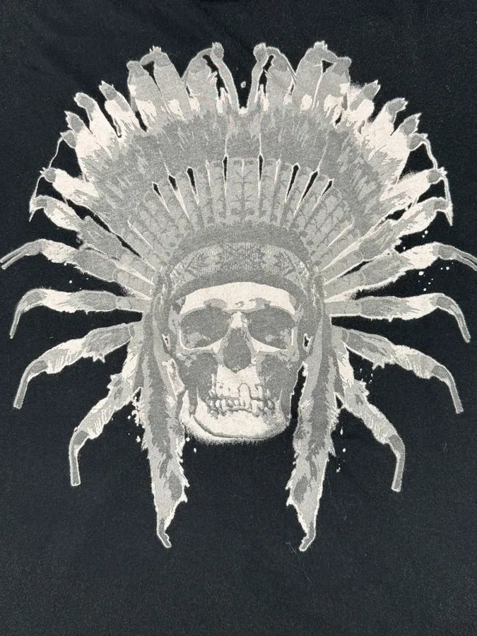 2000s Ralph Lauren Black Iroquois Skull Graphic T-Shirt cakcqBB 6