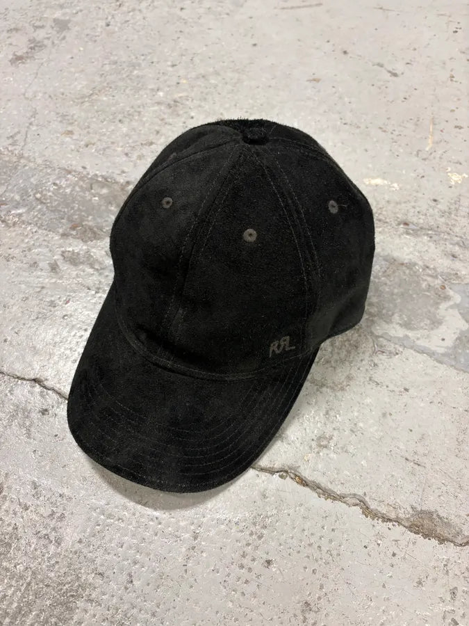 2000s Ralph Lauren Black Suede Cap VXUegwH 0