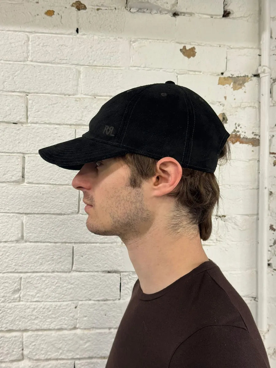 2000s Ralph Lauren Black Suede Cap VXUegwH 3