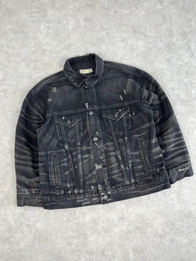 2000s Ralph Lauren Black USA Flag Patch Denim Jacket DTTSUMJ 3