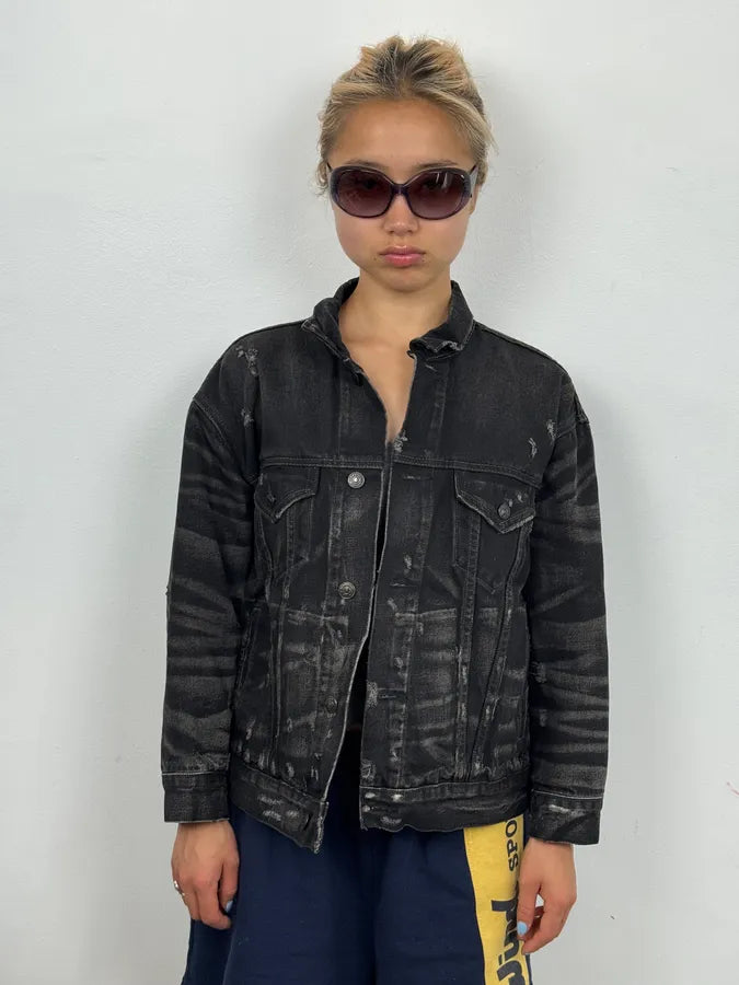 2000s Ralph Lauren Black USA Flag Patch Denim Jacket DTTSUMJ 1