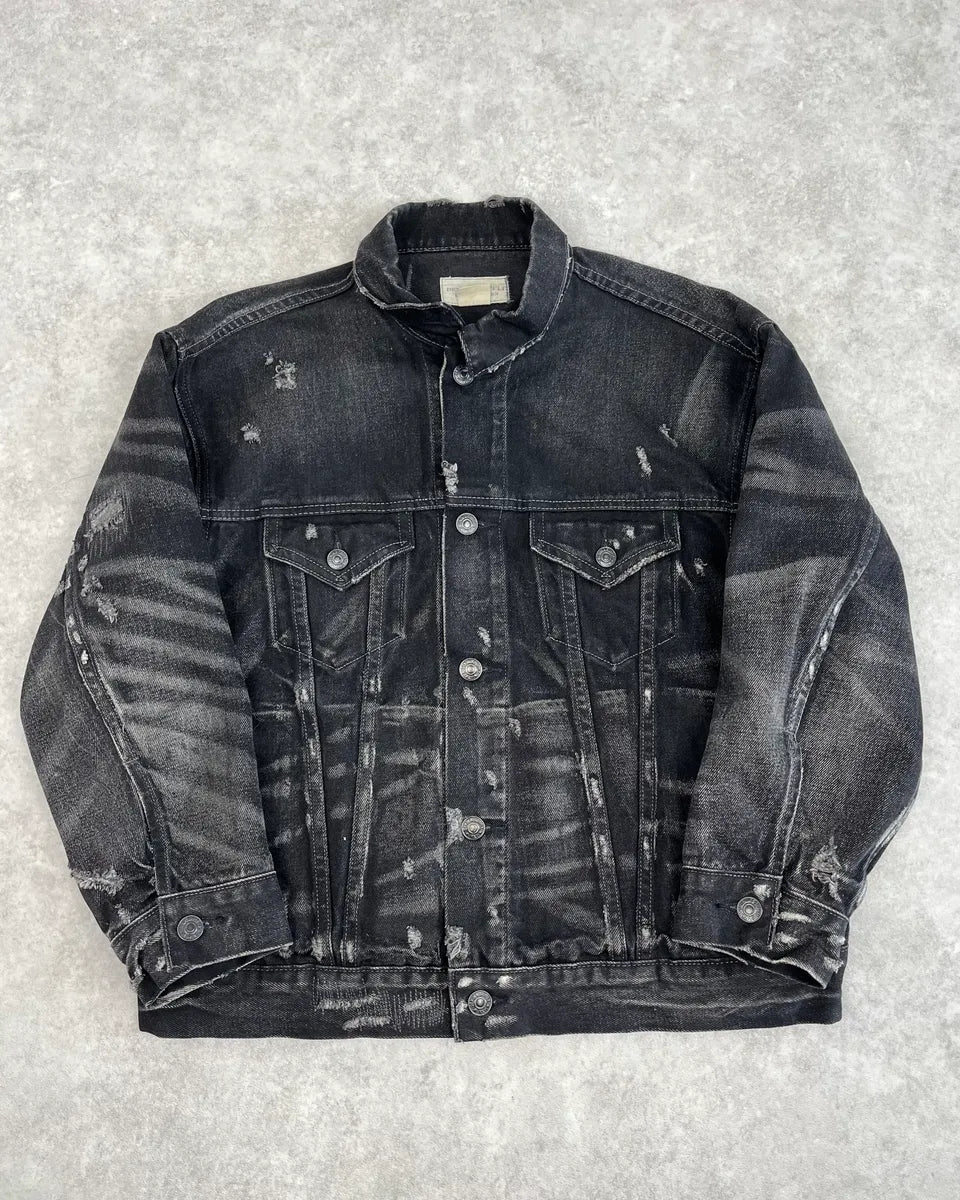 2000s Ralph Lauren Black USA Flag Patch Denim Jacket DTTSUMJ 0