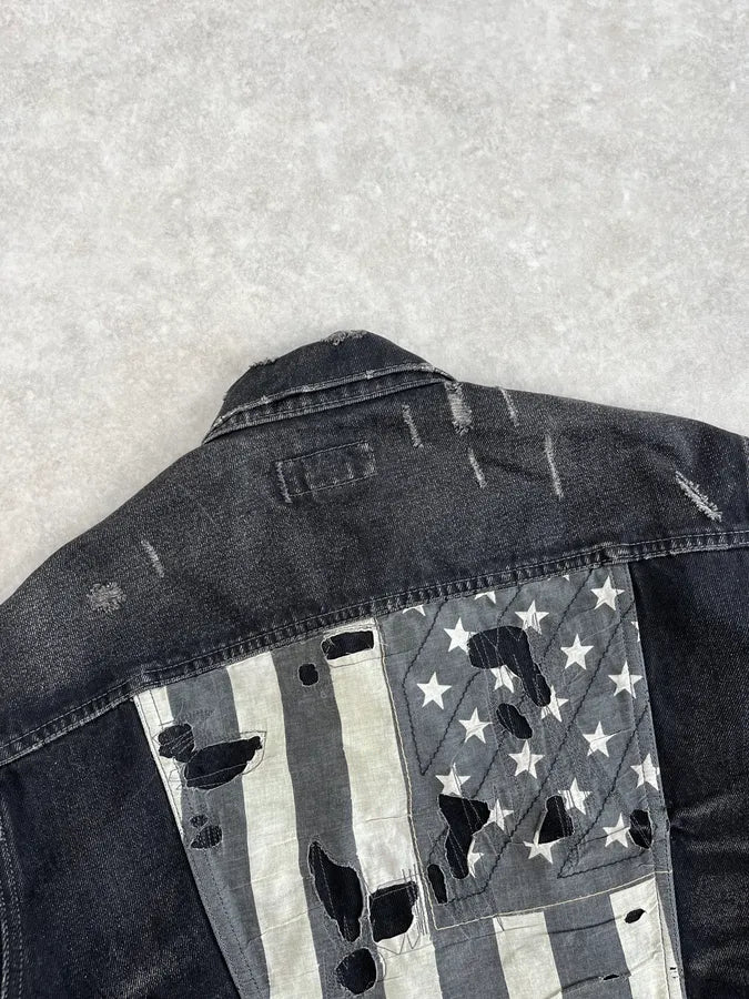 2000s Ralph Lauren Black USA Flag Patch Denim Jacket DTTSUMJ 6