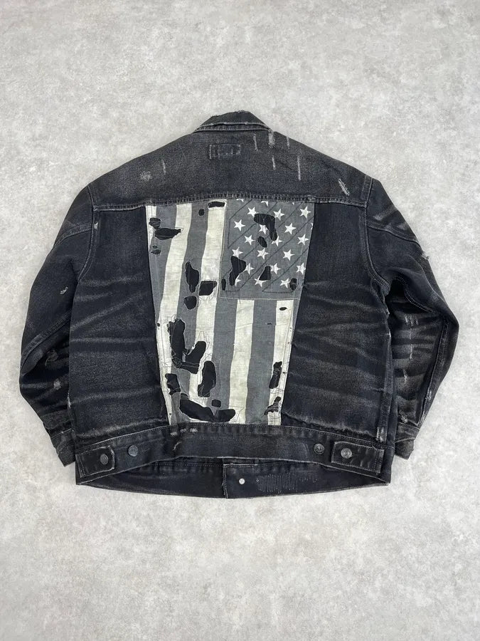 2000s Ralph Lauren Black USA Flag Patch Denim Jacket DTTSUMJ 5