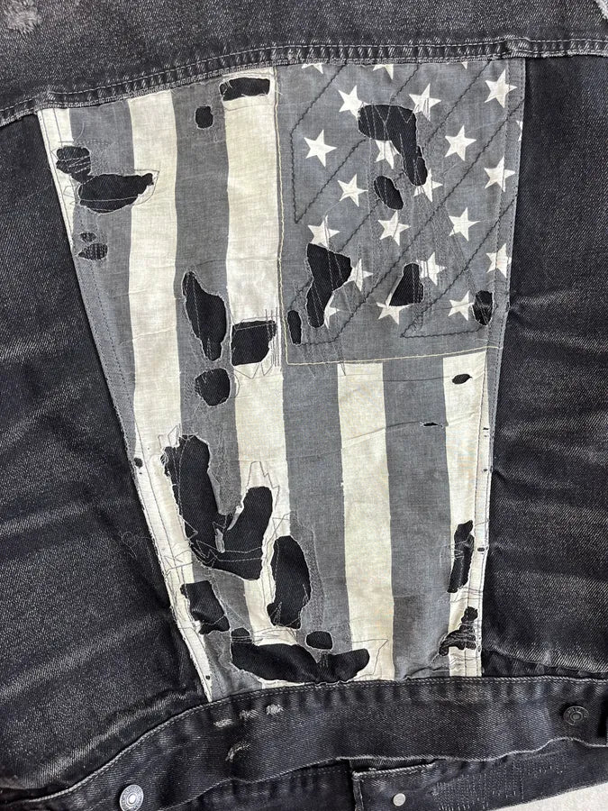 2000s Ralph Lauren Black USA Flag Patch Denim Jacket DTTSUMJ 9
