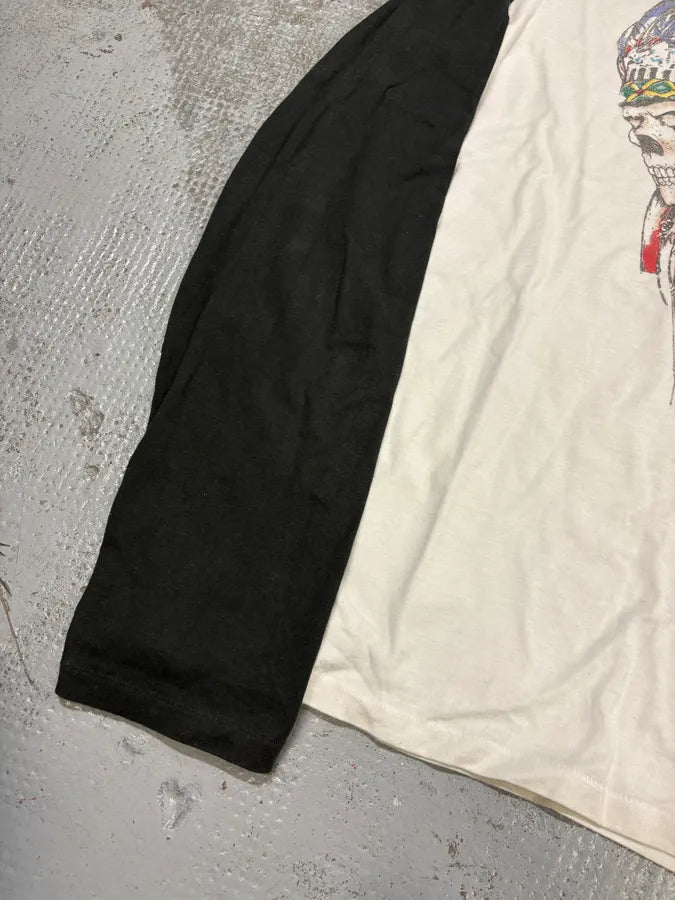2010s Ralph Lauren Black & White Indian Chief Skull Raglan Longsleeve T-Shirt wGmKJWU 6