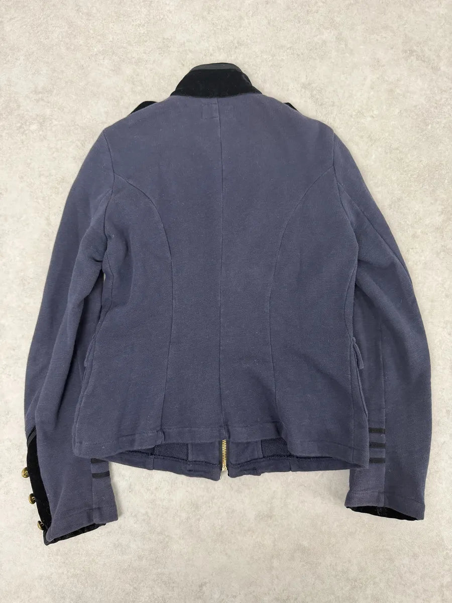 2000s Ralph Lauren Blue & Black Velvet Officier Naval Buttoned Jacket guECoUo 1