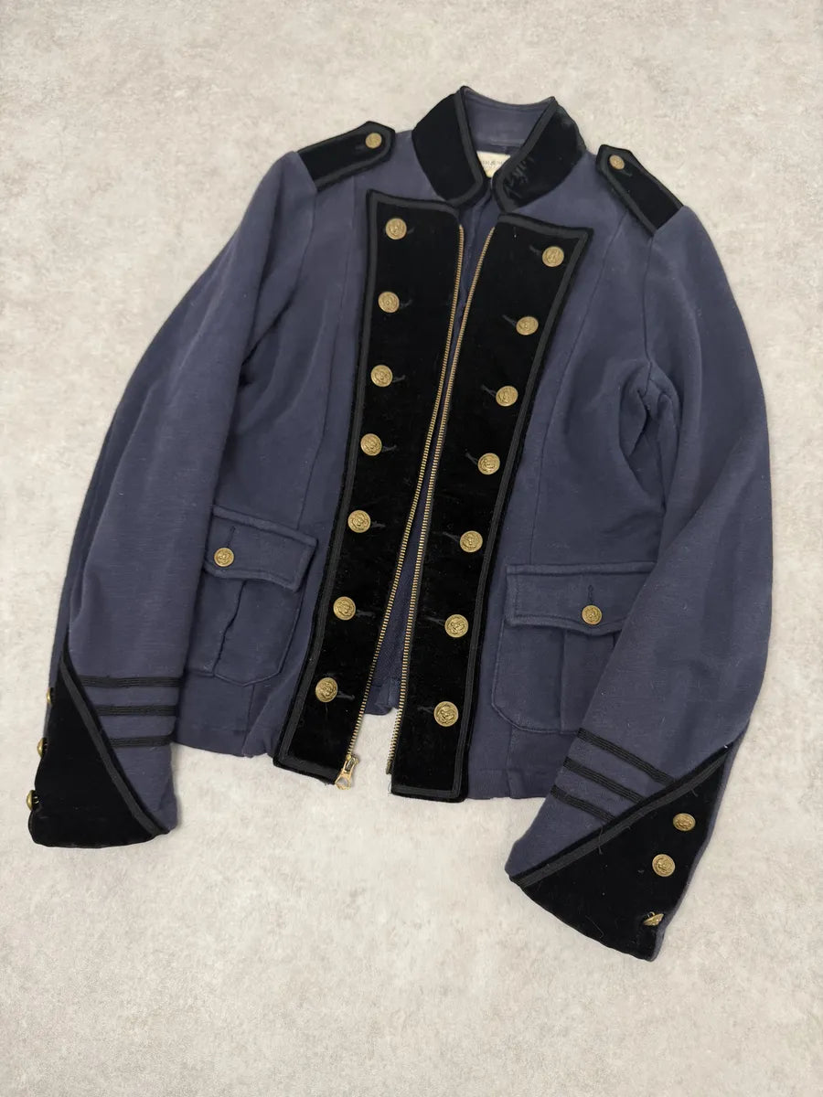 2000s Ralph Lauren Blue & Black Velvet Officier Naval Buttoned Jacket guECoUo 2
