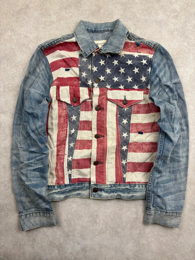 2010s Ralph Lauren Blue American Flag Denim Jacket IIGvEdE 0